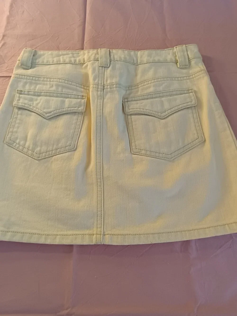 NWOT Old Navy Girl 12 Mini Jean Skirt 100% Denim Cotton 4-Pocket Cream Durable